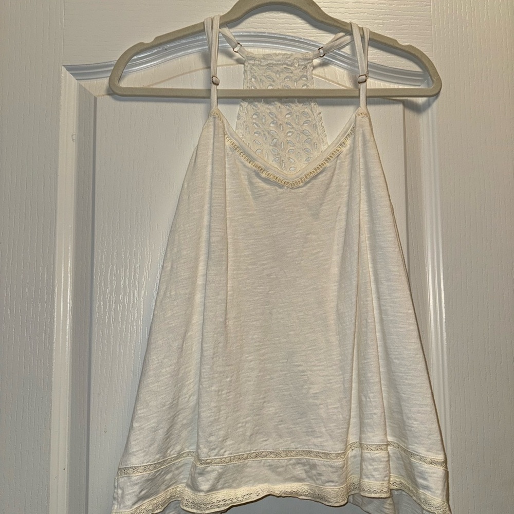 Elegant White Lace Trim Women's Top